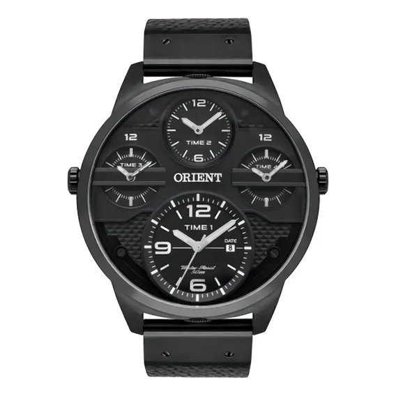Relogio Orient Masculino Mpsct002 P2px Preto Couro Grande Foto 1