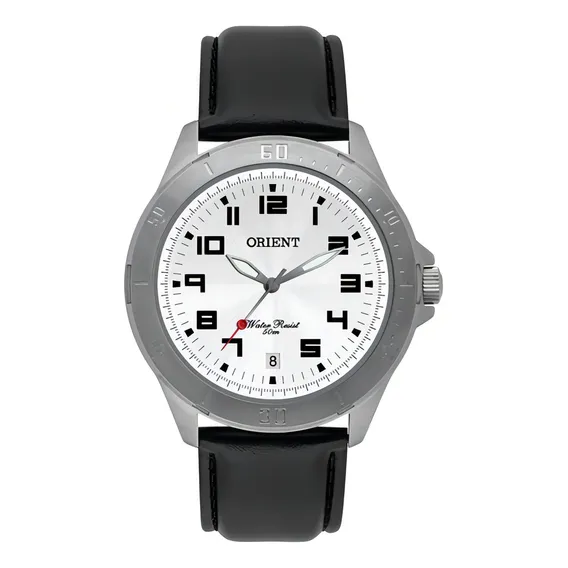 Rel贸gio Orient Masculino Prata Couro Mbsc1032 S2px Foto 1