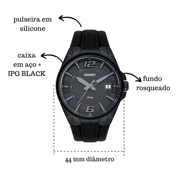 Relógio Orient Masculino Preto Mpsp1012 G2px Foto 1