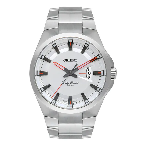 Rel贸gio Orient Prata Com Calend谩rio Masculino Mbss1395 Foto 1