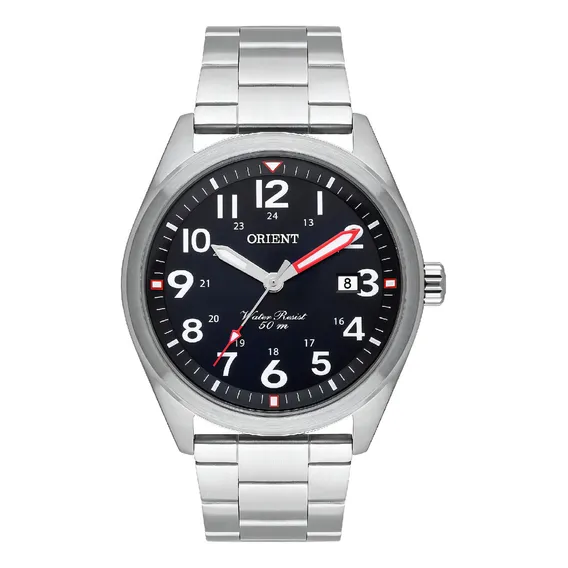 Rel贸gio Orient Prata Masculino Mbss1396 P2sx Com Calend谩rio Foto 1