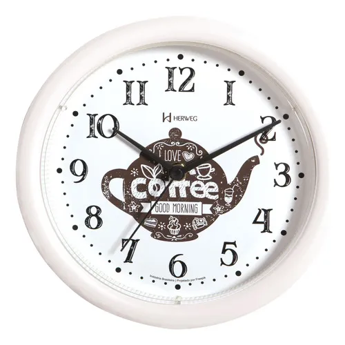 Rel贸gio Parede 22cm Branco Cozinha Herweg 660061 Foto 1