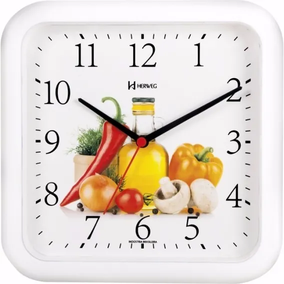 Rel贸gio Parede 23 Cm Cozinha Branco Herweg 660001-021 Foto 1