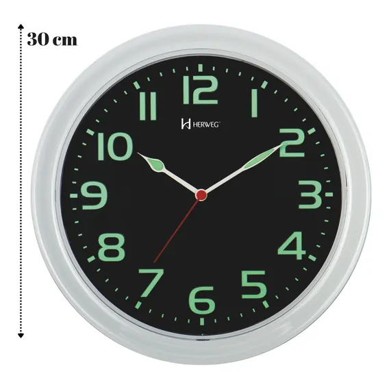 Relógio Parede 30 Cm Herweg 660016 Branco Fluorescente Foto 1