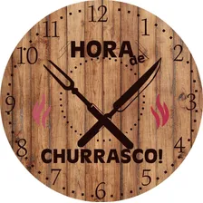 Relogio Parede Churrasco Area Festa Gourmet Madeira 30cm Foto mini 4