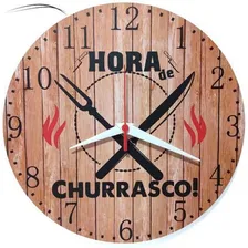 Relogio Parede Churrasco Area Festa Gourmet Madeira 30cm Foto  mini 1