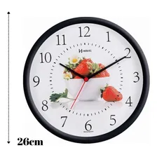 Rel贸gio Parede Cozinha 26 Cm Frutas Morango Herweg 6693-034 Foto mini 1