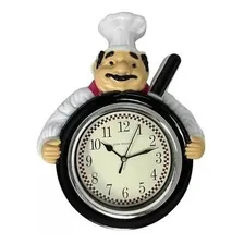 Rel贸gio Parede Cozinheiro Cozinha Chefe 30cm Modelo Cheff Cor da estrutura Preto Foto mini 1