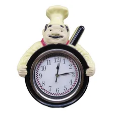 Rel贸gio Parede Cozinheiro Cozinha Chefe 30cm Modelo Cheff Cor da estrutura Preto Foto mini 3