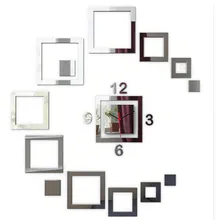 Relógio Parede Espelho Acrílico Quadrados Sala Quarto Foto mini 1
