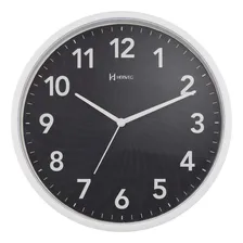 Relógio Parede Plastico 26 Cm Preto Branco Herweg Foto  mini 1
