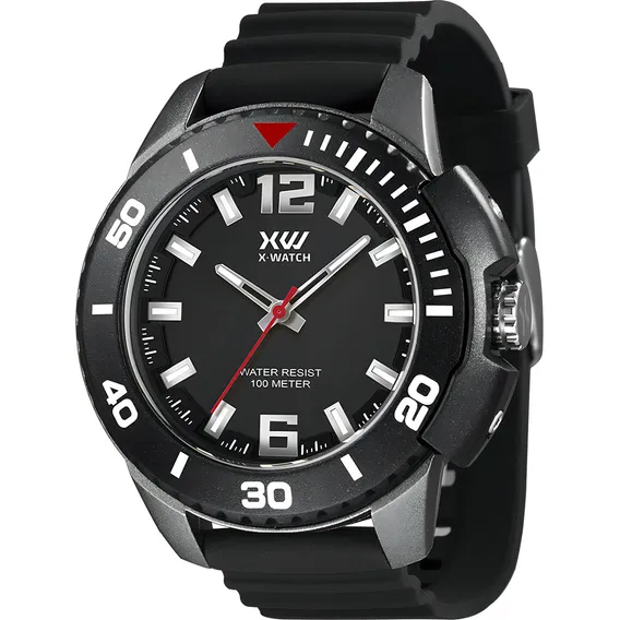 Relógio Preto Grafite Masculino Silicone X-watch Prova Dágua Foto 1