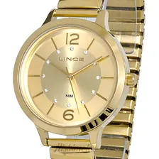 Relogio Pulso Feminino Lince Dourado Pulseira Elastico Foto mini 4