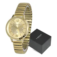 Relogio Pulso Feminino Lince Dourado Pulseira Elastico Foto mini 2