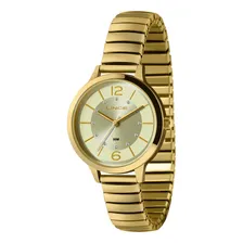 Relogio Pulso Feminino Lince Dourado Pulseira Elastico Foto mini 1