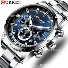 Rel贸gio Pulso Masculino Curren 8355 Esportivo Luxo Prateado Foto mini 2