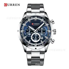 Rel贸gio Pulso Masculino Curren 8355 Esportivo Luxo Prateado Foto mini 1