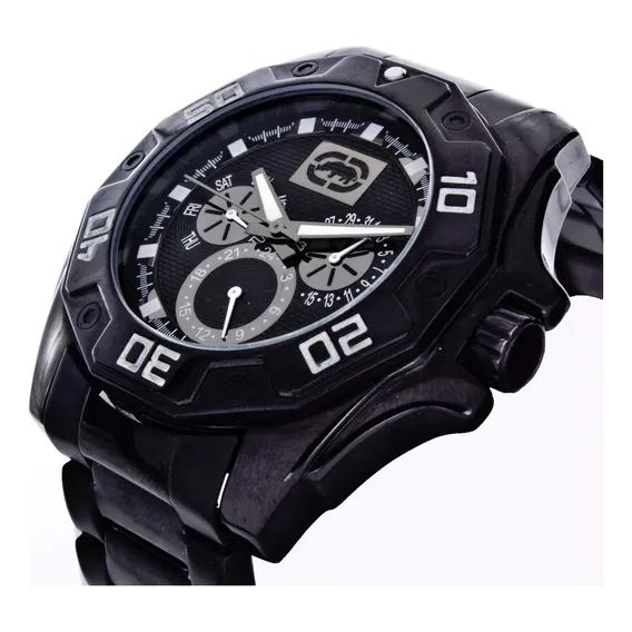 Relógio Pulso Masculino Unltd Marc Ecko E8m077mv Power Play Correia Preto Bisel Inox Preto Fundo Preto Foto 1