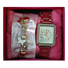 Relogio Quadrado Feminino Dourado Quartzo Foto mini 2