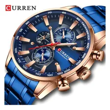 Relógio Quartzo Masculino Curren 8351 Azul E Dourado Foto mini  3