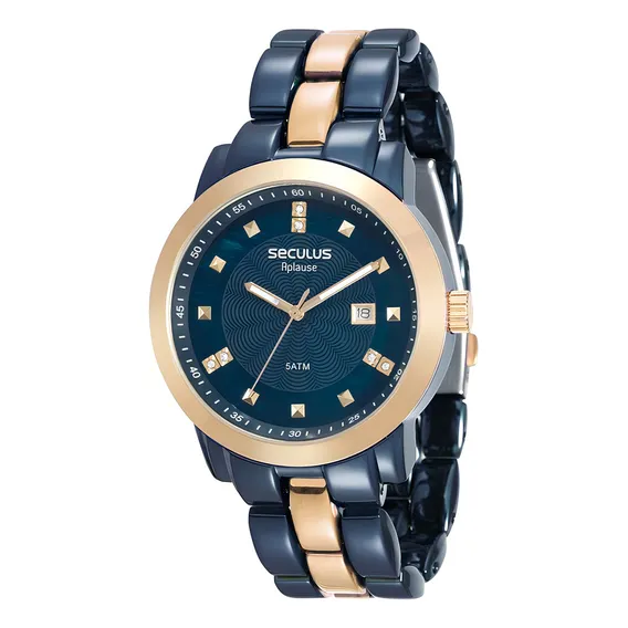 Rel贸gio Seculus Feminino 20422lpsvla4 Azul/dourado Foto 1