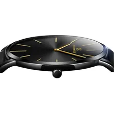 Rel贸gio Slim Ultra Fino Top De Linha Elegante, S贸brio ,luxo Correia Preto Bisel Preto Fundo Preto Foto mini 1