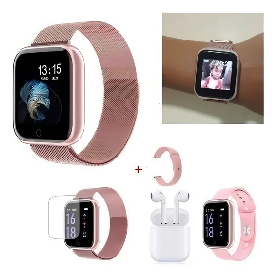 Relógio Smart Watch T80s +2 Pulseiras + Fone Sem Fio Foto 1
