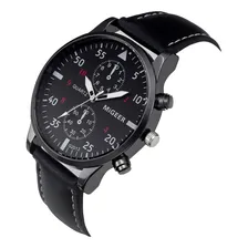 Rel贸gio Social Masculino Migeer Quartz Pulseira Couro Cor da correia Preto Cor do bisel Preto Cor do fundo Preto Foto mini 1