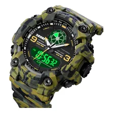 Rel贸gio Sport Digital De Pulso Tatico A Prova Dagua Correia Camuflado Bisel Camuflado Fundo Preto Foto mini 1