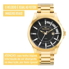 Relógio Technos Masculino Dourado Analógico Prova Dágua Luxo Aço Inoxidável Foto mini 3