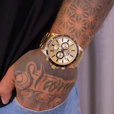 Rel贸gio Technos Masculino Grandtech Dourado Foto mini 3