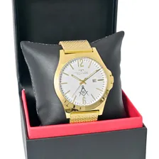 Relógio Technos Masculino Maçonaria Dourado Social Quartz Foto mini  2
