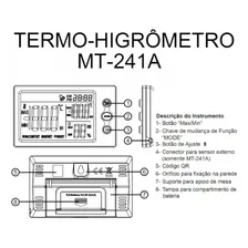 Rel贸gio Termo-higr么metro Interno E Externo Mt-241a Minipa Foto mini 3