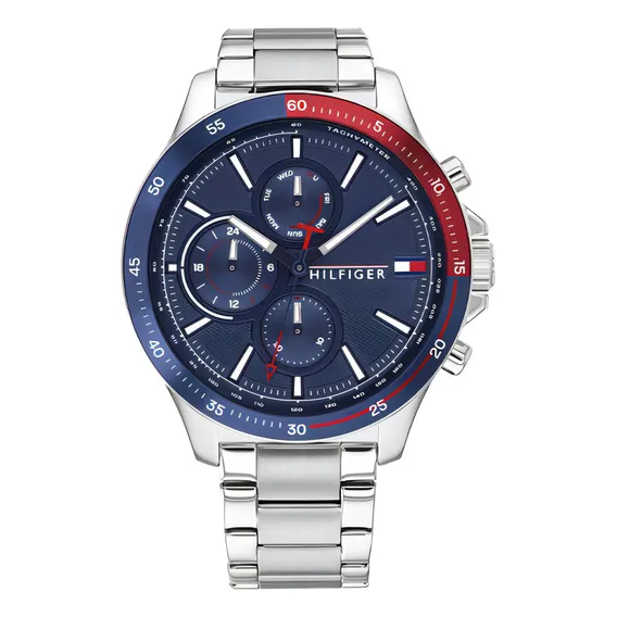 Rel贸gio Tommy Hilfiger Masculino 1791718 A莽o Prata Foto 1