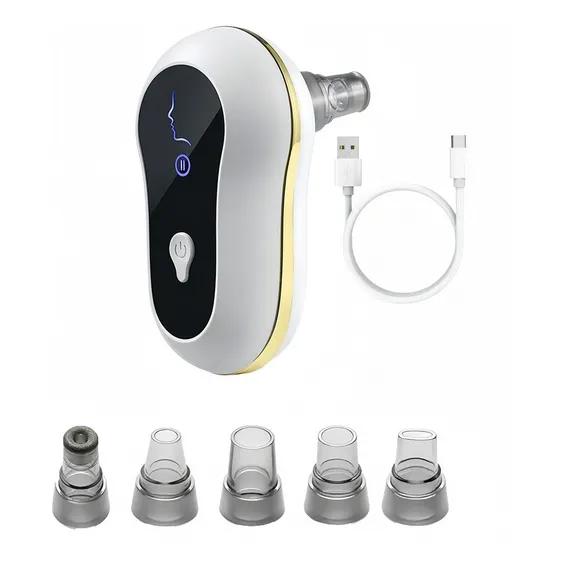 Removedor De Cravos Elétrico Branco Com 5 Ponteiras, Sucção A Vácuo Recarregável, Limpeza Facial Profunda, Antiacne, Ideal Para Pele Oleosa E Mista Foto 1