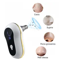 Removedor De Cravos Elétrico Branco Com 5 Ponteiras, Sucção A Vácuo Recarregável, Limpeza Facial Profunda, Antiacne, Ideal Para Pele Oleosa E Mista Foto mini 4
