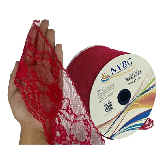 Renda De Poliamida R004 Rolo Com 50m Cor Vermelho Foto 1