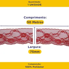 Renda De Poliamida R004 Rolo Com 50m Cor Vermelho Foto mini  2