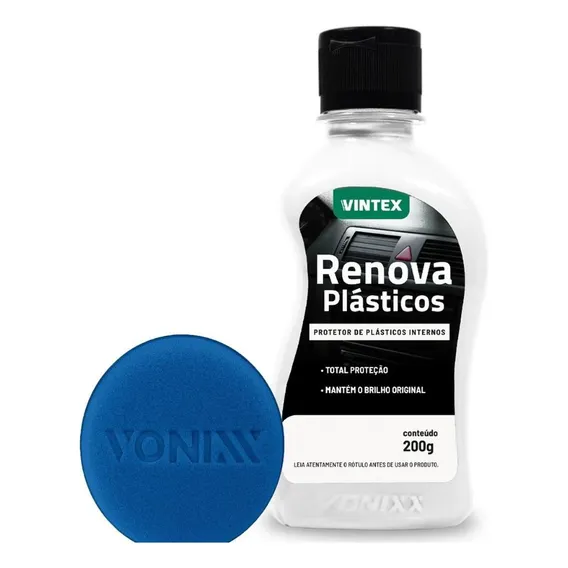 Renova Plástico Limpa Revitalizador 200g + Aplicador Cor Branco Foto 1