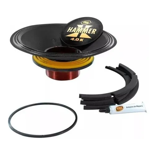Reparo P/ Woofer 12'' Eros E-12 Hammer 4.0k 2000w Rms 4 Ohms Cor Preto Foto 1