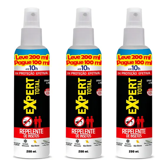 Repelente Insetos Spray Expert 200ml Com 3 Unidades Nutriex Foto 1