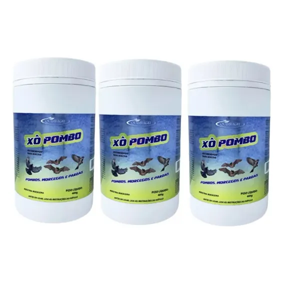 Repelente Xo Pombo Afasta Passaros Morcegos Kit 3x 400gr Foto 1