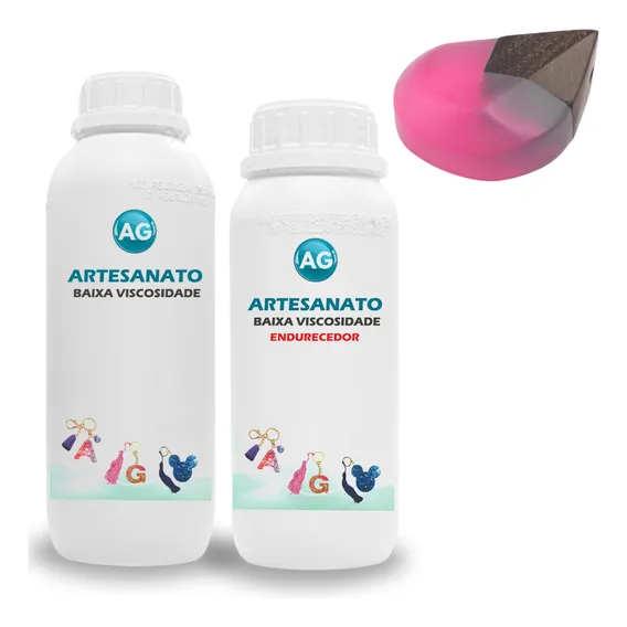 Resina Ep贸xi 300g + Corante Translucido Ag Cor Rosa Foto 1