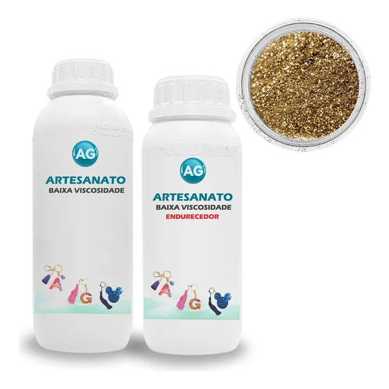 Resina Ep贸xi 300g + Glitter Ag 10g De Cor Cor Bronze Foto 1