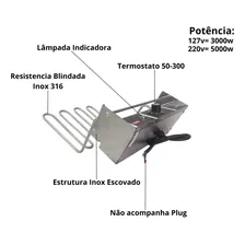 ResistĂȘncia 5000w 220v Completa Fritador Ăgua E Ăleo Cor Inox Foto mini 2