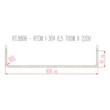 Resistência Elétrica Reta Para Estufa Titã 220v 700w 900mm Foto mini  2