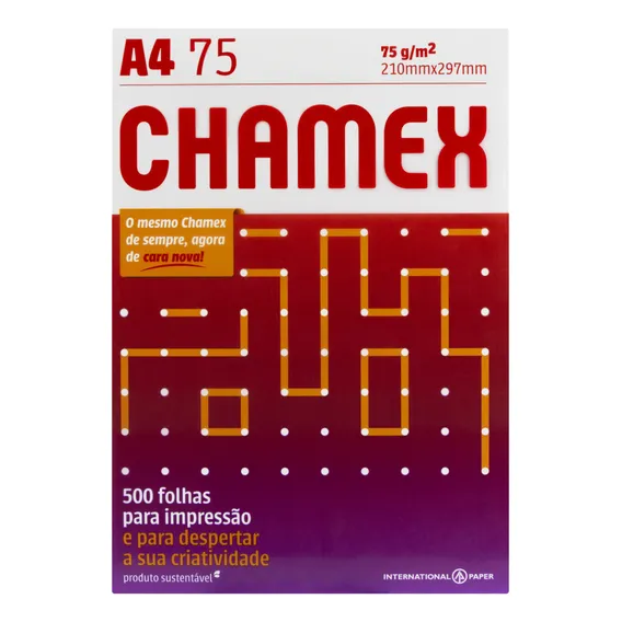 Resma Papel Sulfite A4 500 Folhas 75g Chamex Cor Branco Foto 1