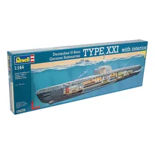 Revell 05078 Submarino Alemão Type Xxi Com Interior 1/144 Foto mini 1