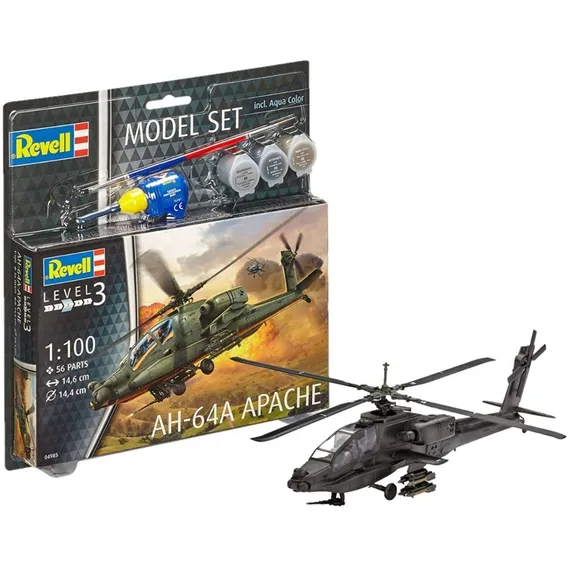 Revell 64985 Model Set Helicóptero Ah-64a Apache 1/100 Foto 1