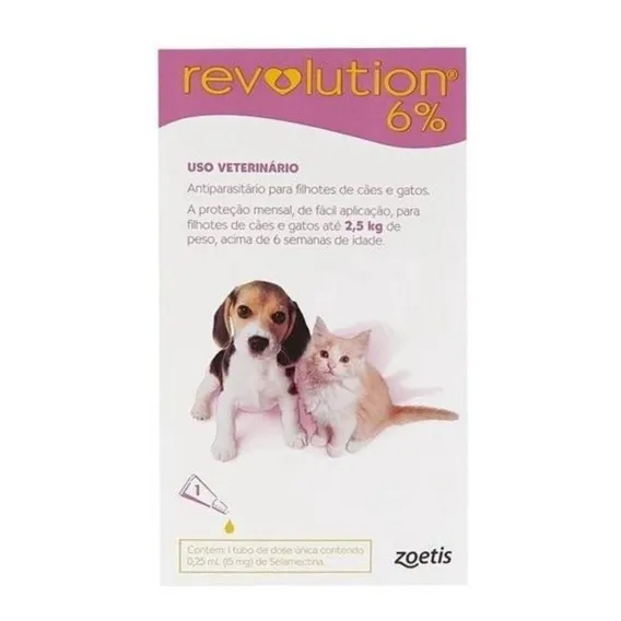 Revolution Cães Gato Filhotes 15mg Até 2,5kg 1 Pipetas Foto 1